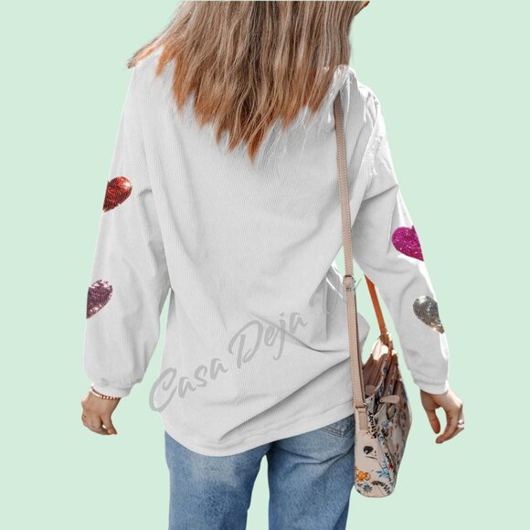Uber Soft Comfy Baggy Slouchy Drop Shoulders White Pullover with a Little Bling - Picture 4 of 8